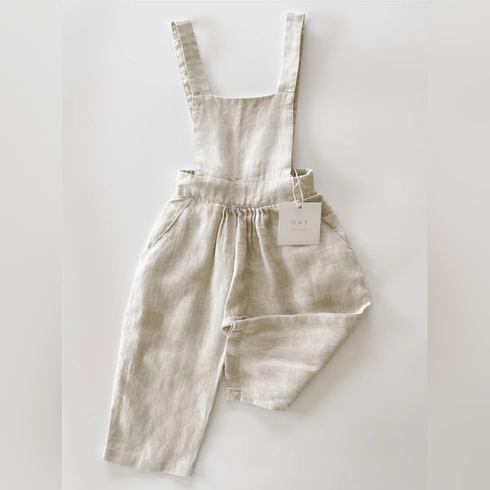 NWT Toddler Linen Overalls Size 1/2 Oat Color